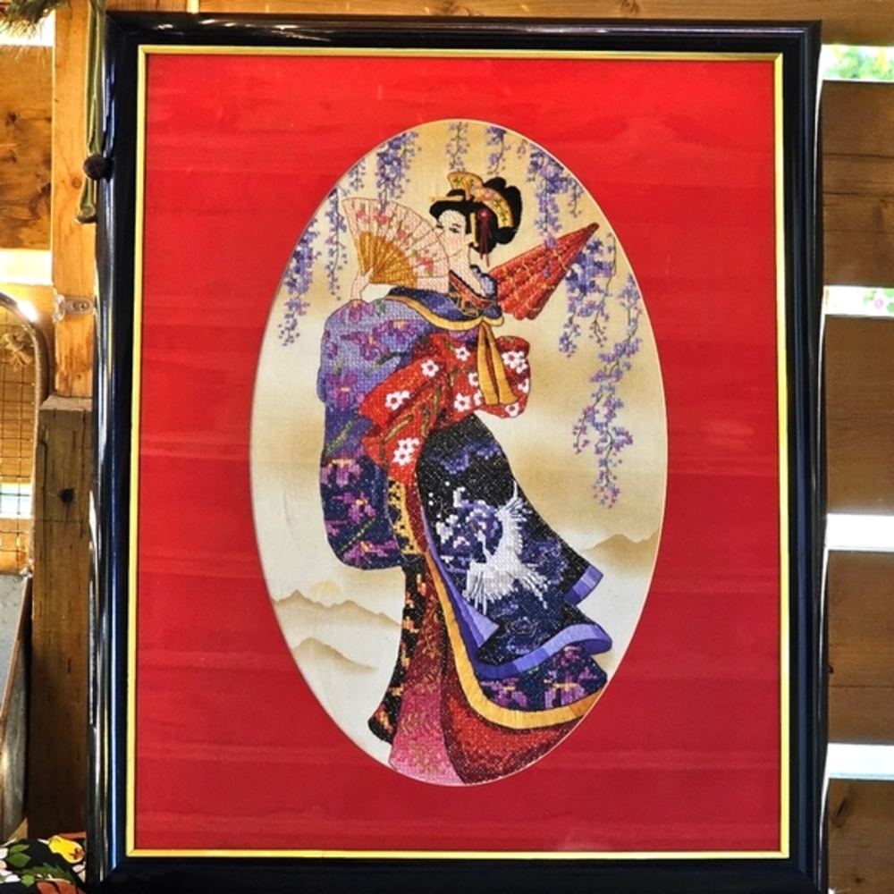 Stunning Framed Needlepoint Splendor of the Orient
